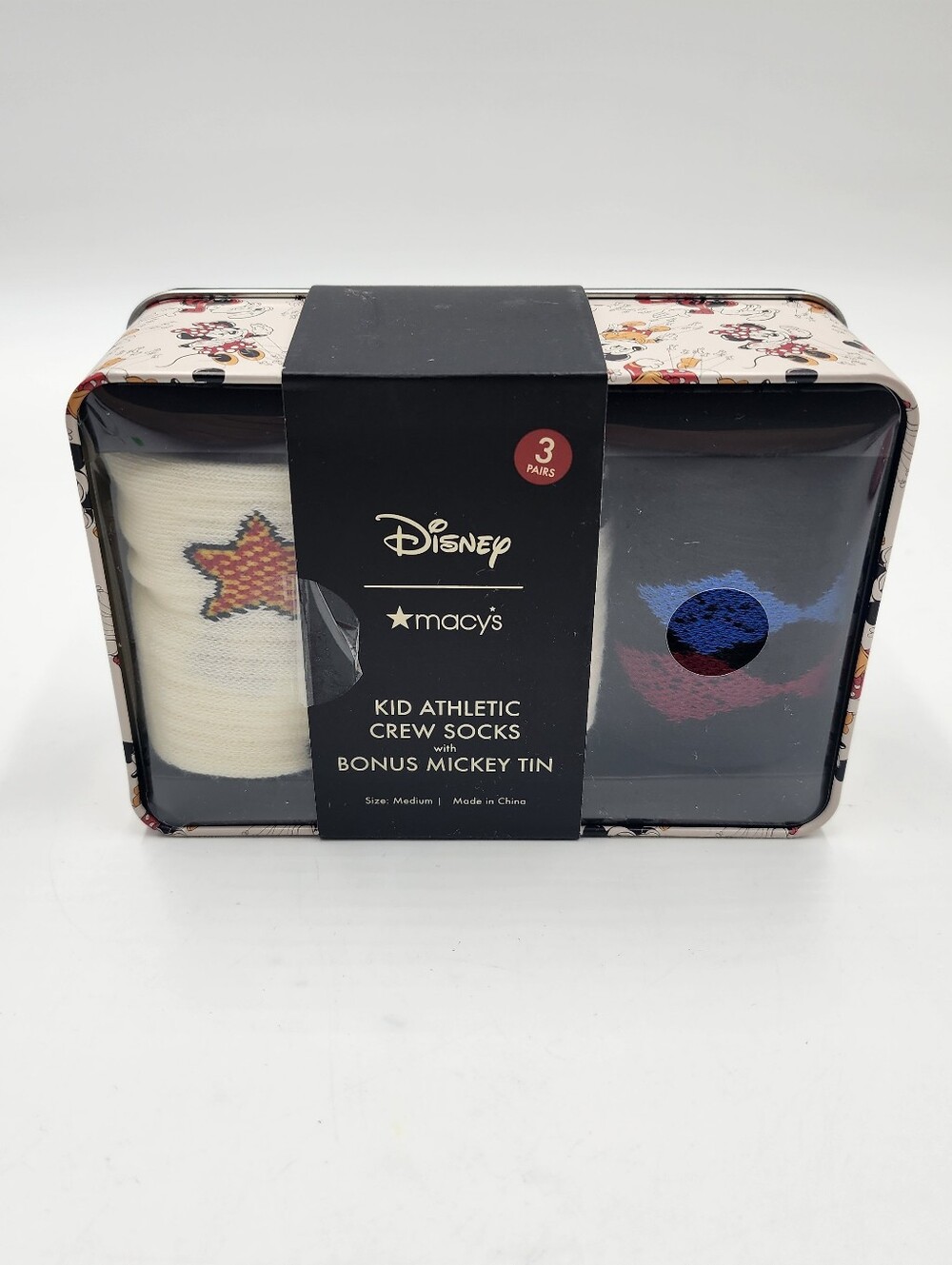 DISNEY MICKEY MOUSE & FRIENDS VARSITY SOCKS 3-PACK GIFT SET KIDS SIZE MEDIUM NEW